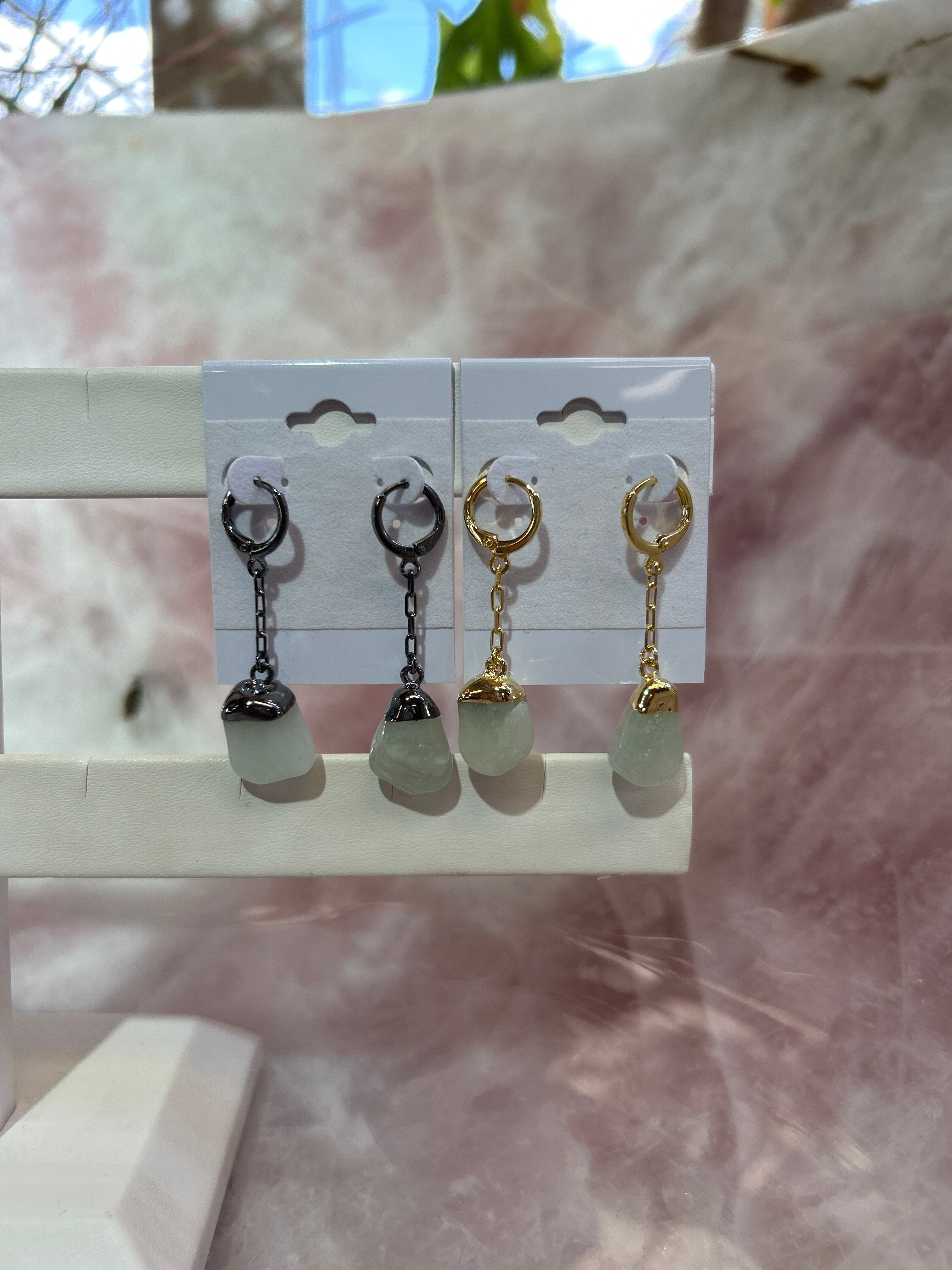 Aquamarine Tumble Hoop Plated Earrings CWDM